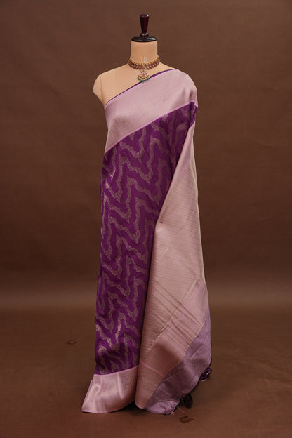Kanchivaram Semi Silk Saree - Magenta with Baby Pink