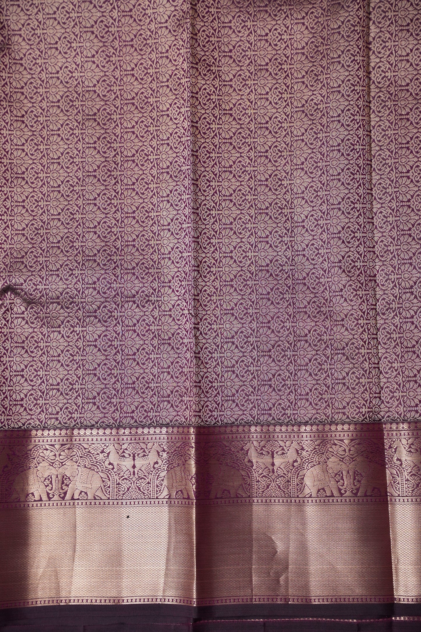 Deep Purple Pure Kanchipuram Brocade Silk Saree|Silk Mark Certified