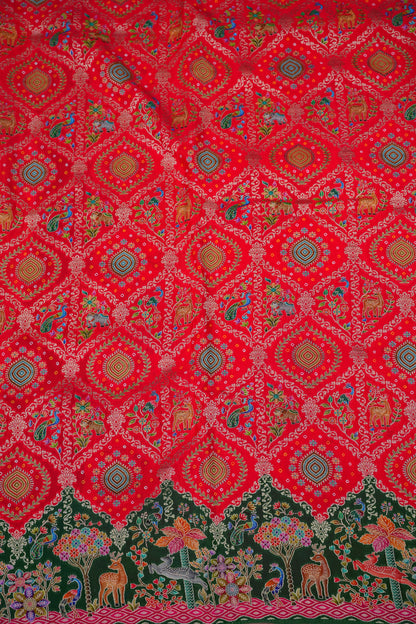 Pure Chinon Crepe Silk Saree with Kashmiri Pashmina Digital Print – Pink & Green