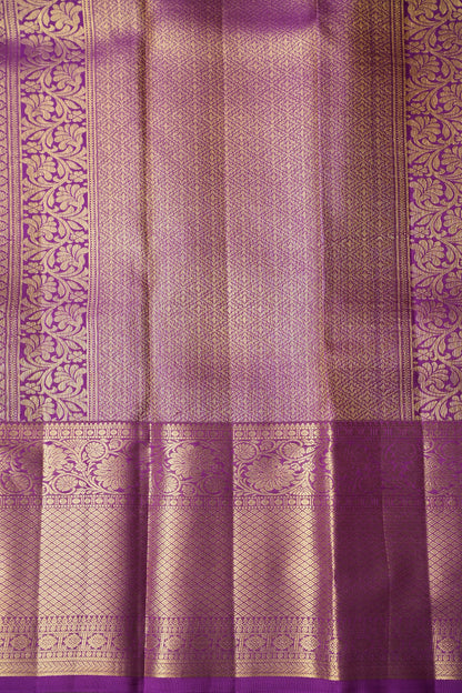 Bright Parrot Green & Purple Pure Kanchipuram Brocade Silk Saree|Silk Mark Certified