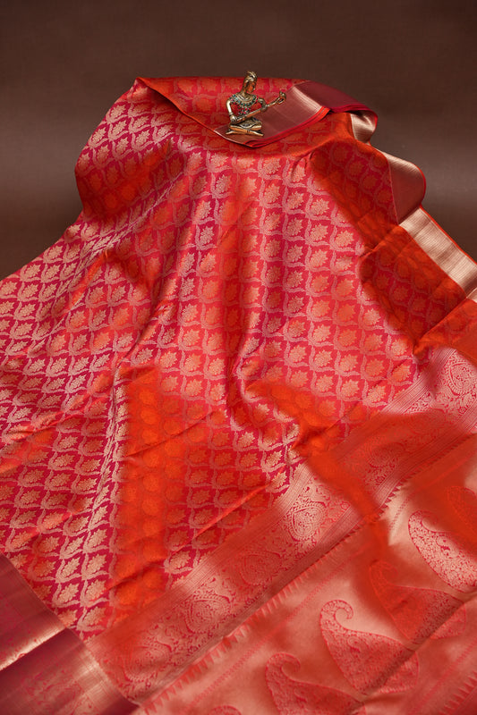Pure Kanchivaram Brocade Silk Saree - Orange