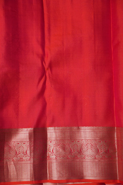 Orange Pure Kanchipuram Brocade Silk Saree|Silk Mark Certified