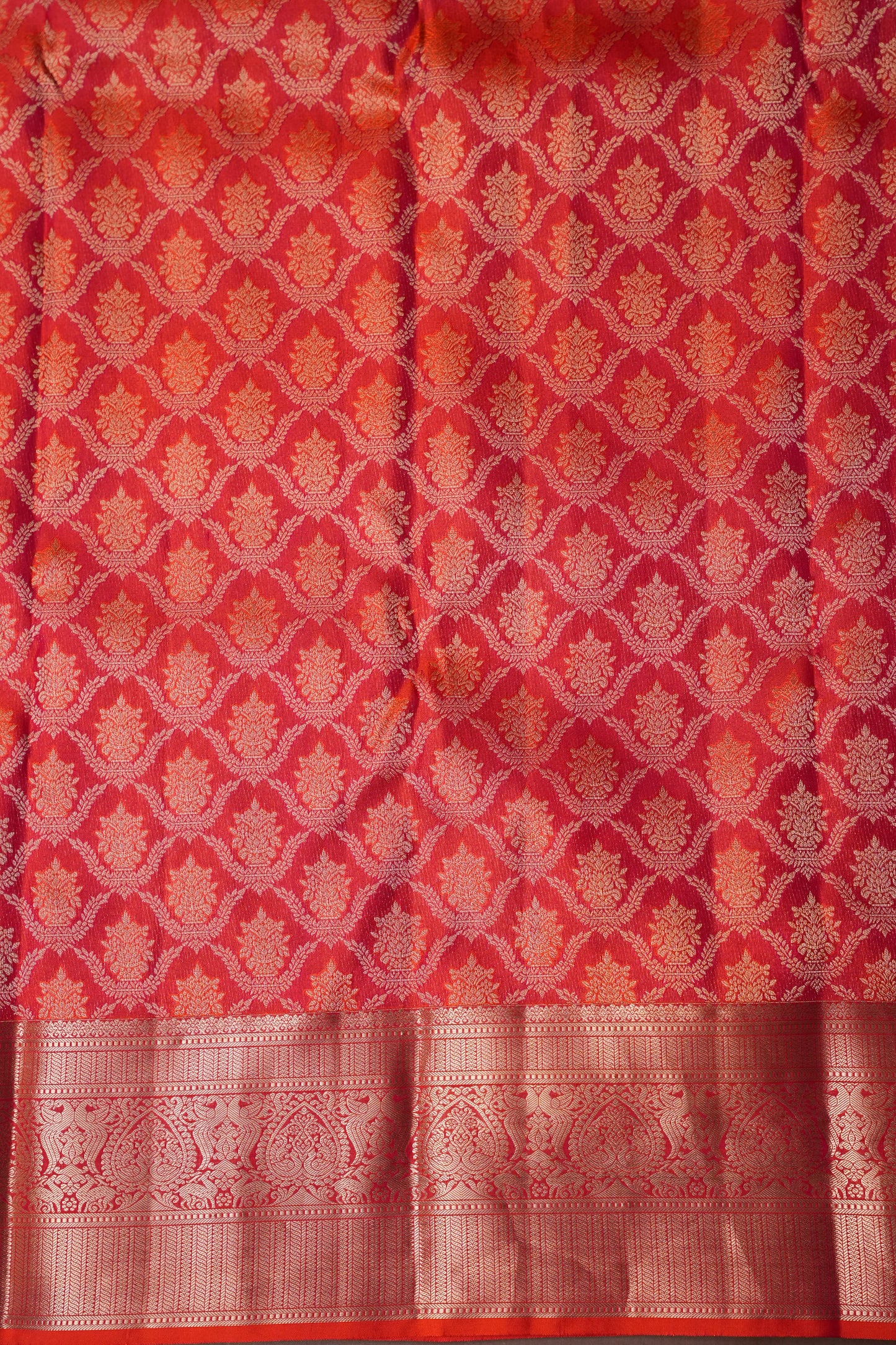 Orange Pure Kanchipuram Brocade Silk Saree|Silk Mark Certified