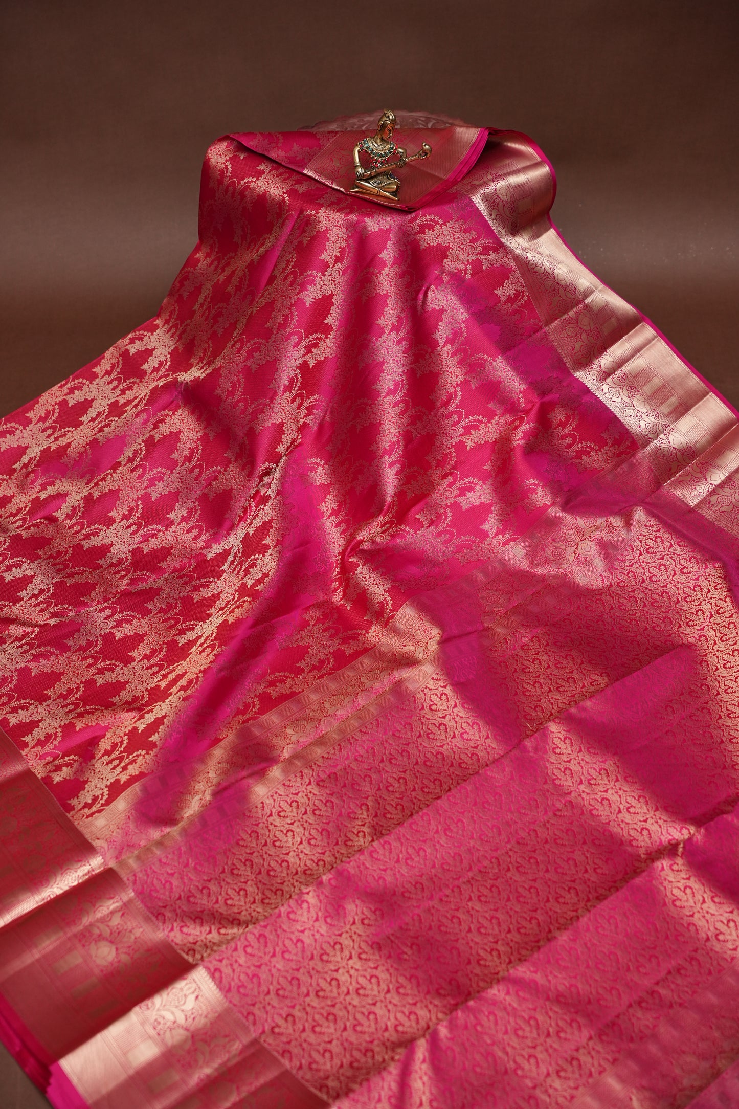 Pink Pure Kanchipuram Brocade Silk Saree|Silk Mark Certified