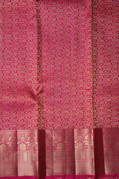 Pink Pure Kanchipuram Brocade Silk Saree|Silk Mark Certified