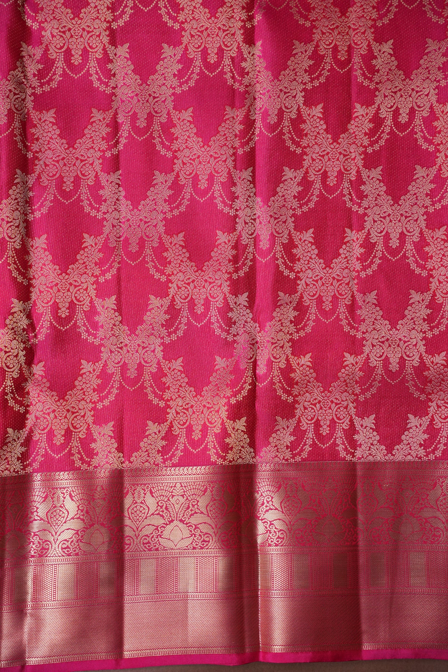 Pink Pure Kanchipuram Brocade Silk Saree|Silk Mark Certified