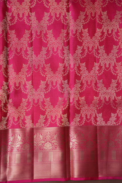 Pink Pure Kanchipuram Brocade Silk Saree|Silk Mark Certified
