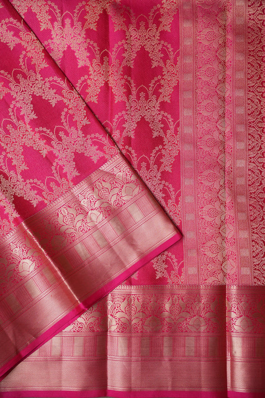 Pink Pure Kanchipuram Brocade Silk Saree|Silk Mark Certified