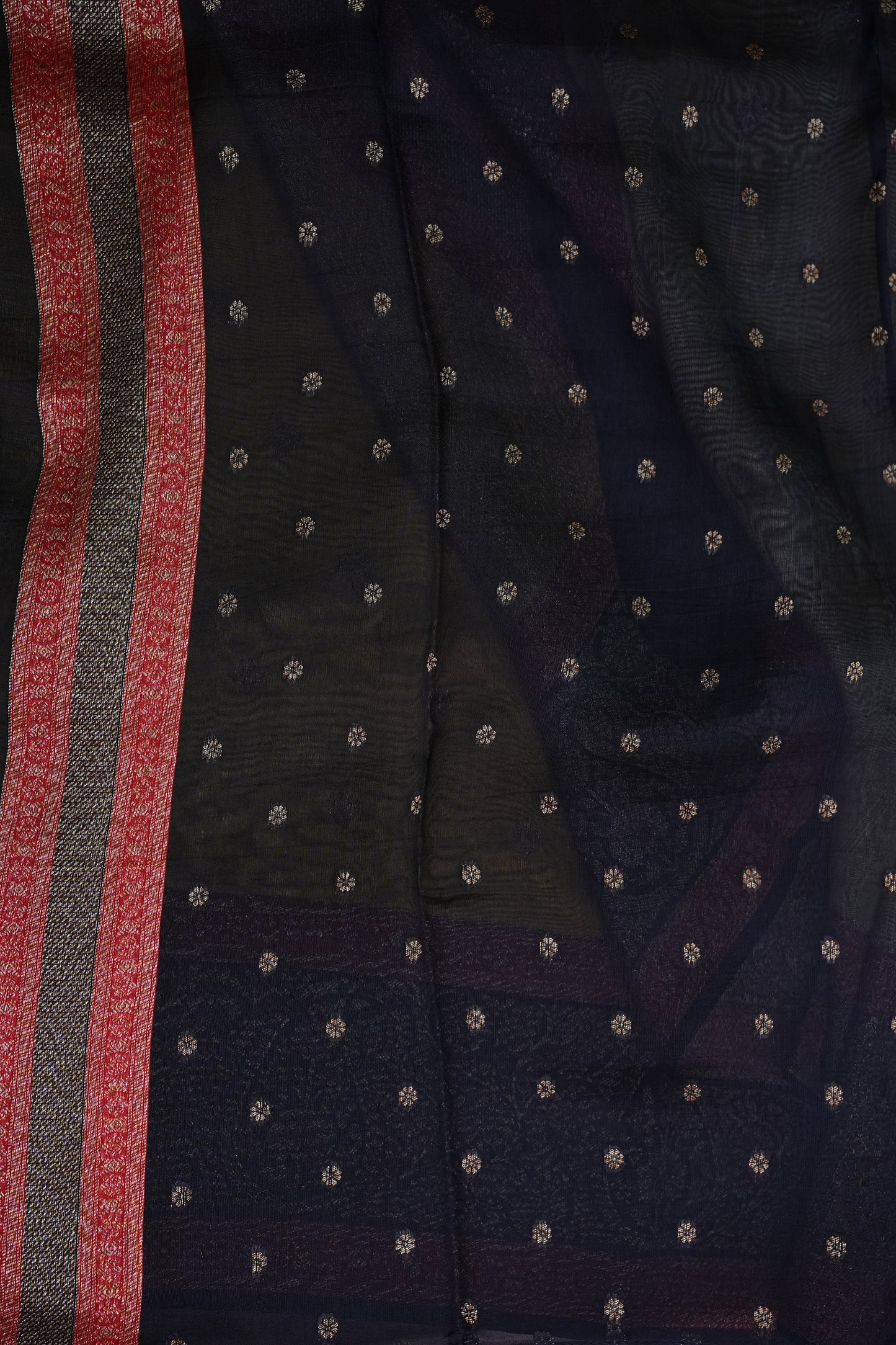 Banarasi Tussar Raw Silk Saree with Contrast 3D Border – Yellow & Black