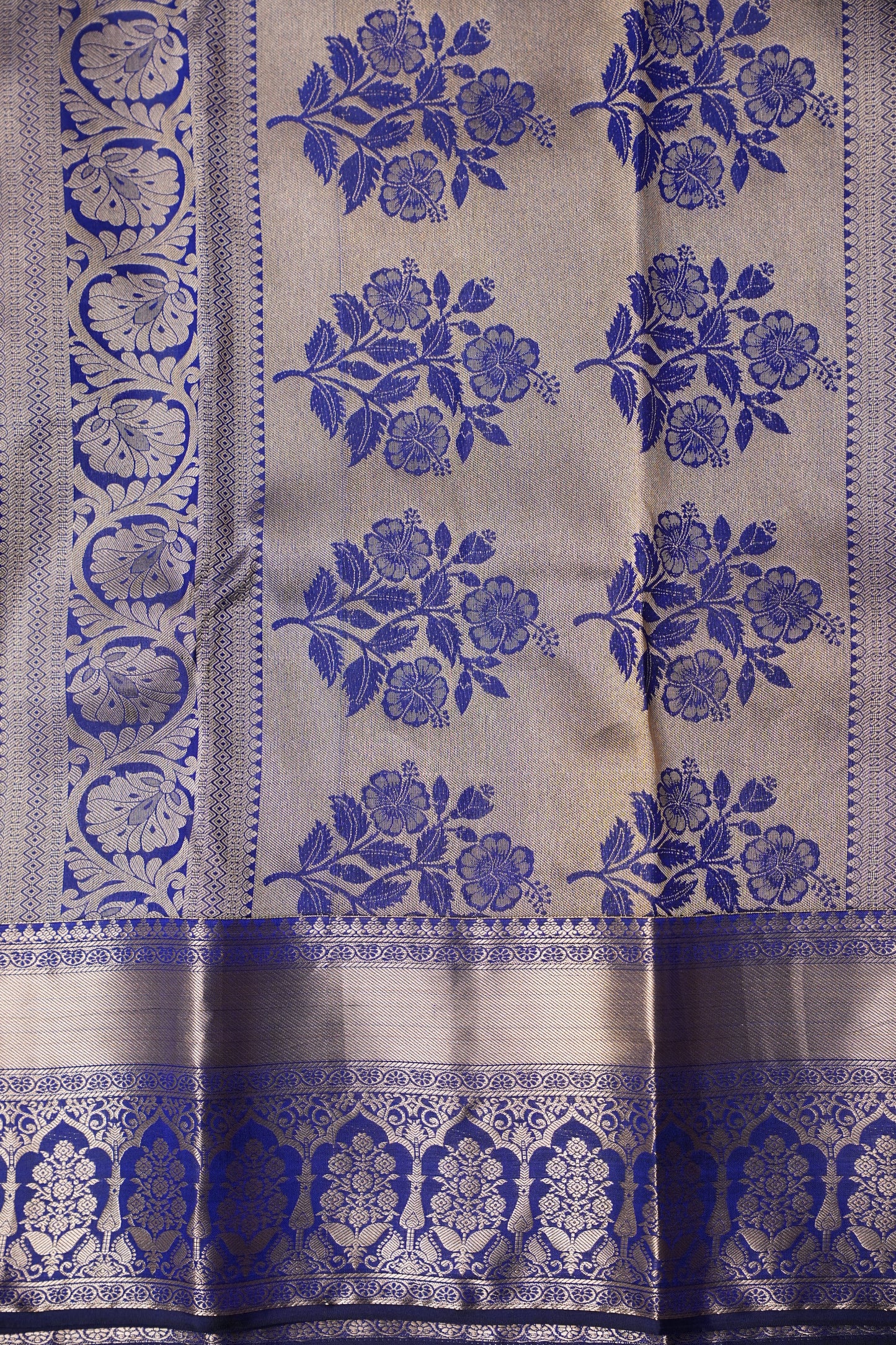 Royal Blue Pure Kanchipuram Brocade Silk Saree|Silk Mark Certified