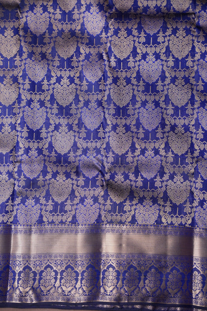 Royal Blue Pure Kanchipuram Brocade Silk Saree|Silk Mark Certified