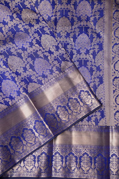 Royal Blue Pure Kanchipuram Brocade Silk Saree|Silk Mark Certified