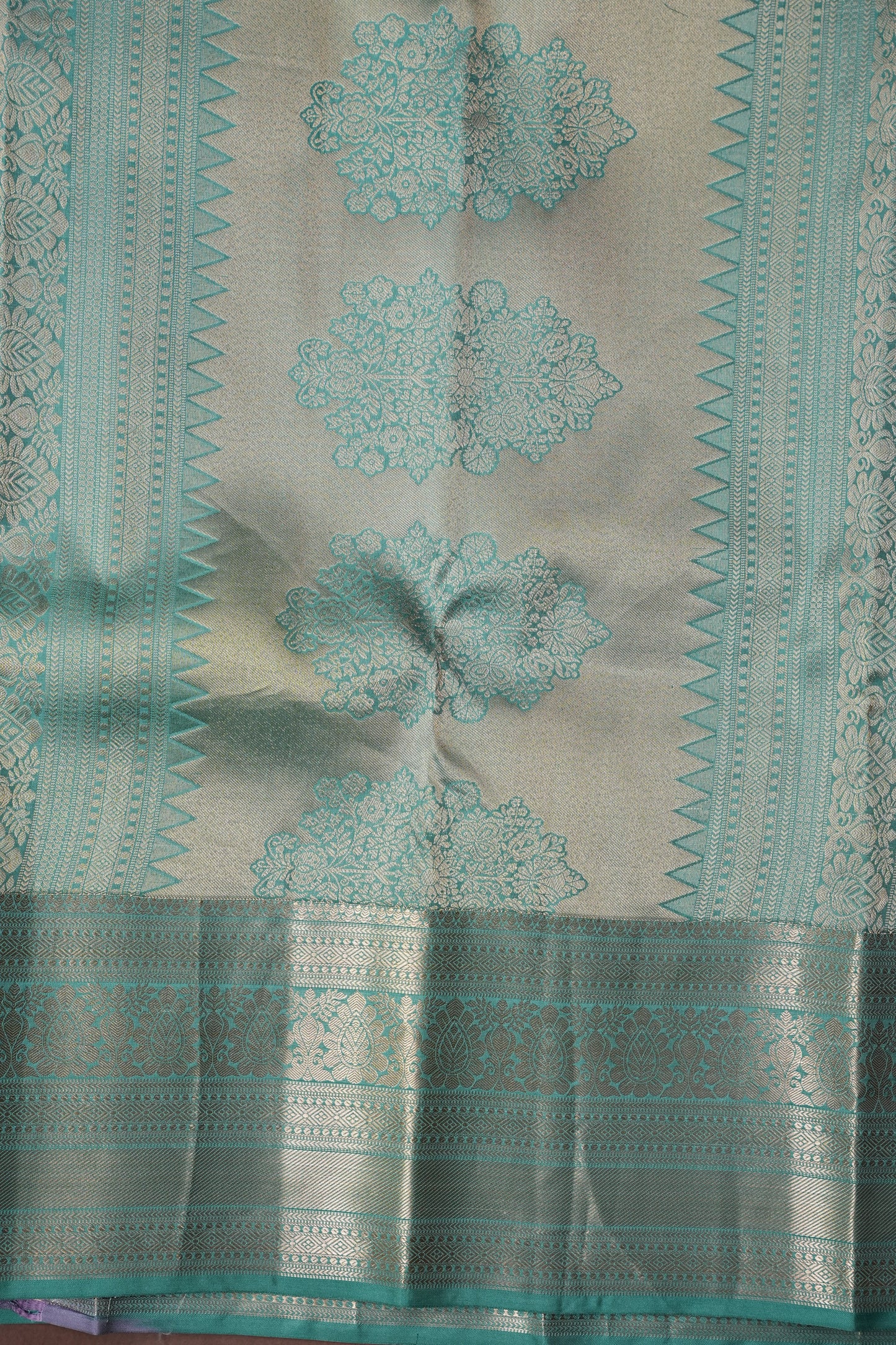 Aqua Green Pure Kanchipuram Silk Saree|Silk Mark Certified