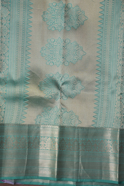 Aqua Green Pure Kanchipuram Silk Saree|Silk Mark Certified
