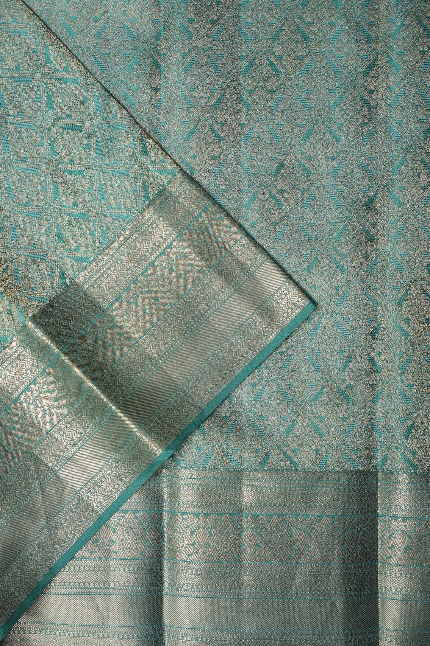 Aqua Green Pure Kanchipuram Silk Saree|Silk Mark Certified