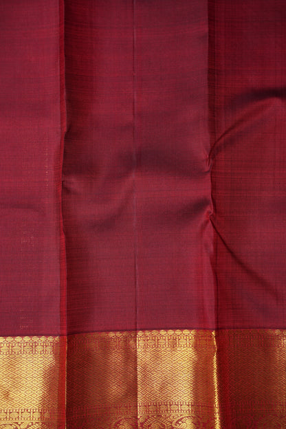 Orange & Maroon Pure Kanchipuram Silk Saree|Silk Mark Certified