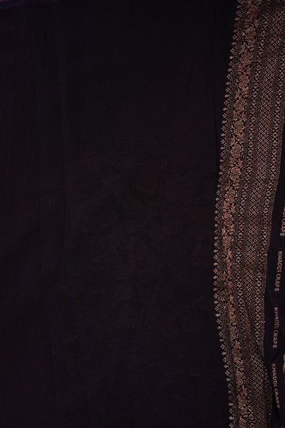 Banarasi Tussar Georgette Saree with Geometric Jaal Weave – Rust & Aubergine Purple