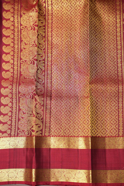 Deep Purple & Maroon Pure Kanchipuram Silk Saree|Silk Mark Certified