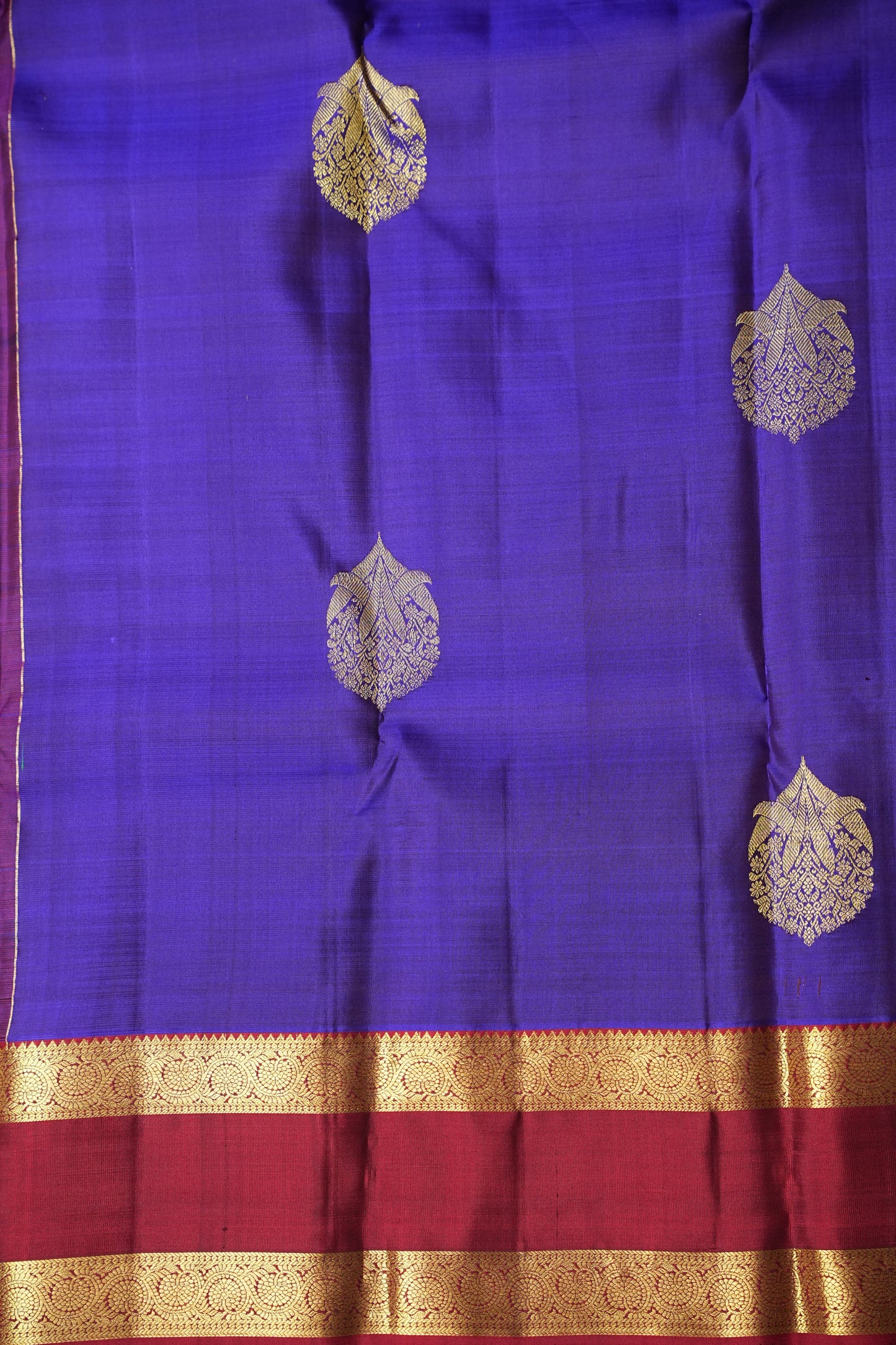 Deep Purple & Maroon Pure Kanchipuram Silk Saree|Silk Mark Certified