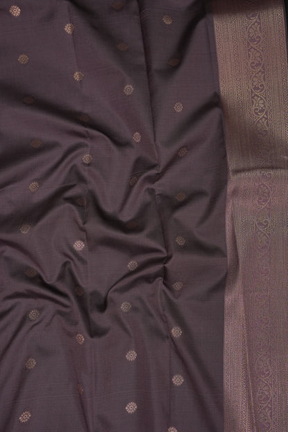 Black Semi Silk Saree with Muted Mauve Vintage Zari Border