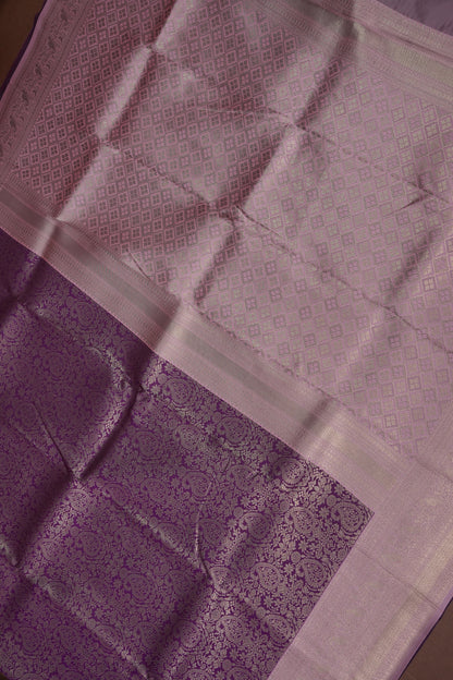 Kanchivaram Semi Silk Saree - Wine with Baby Pink