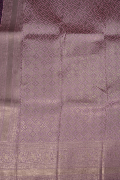 Kanchivaram Semi Silk Saree - Wine with Baby Pink