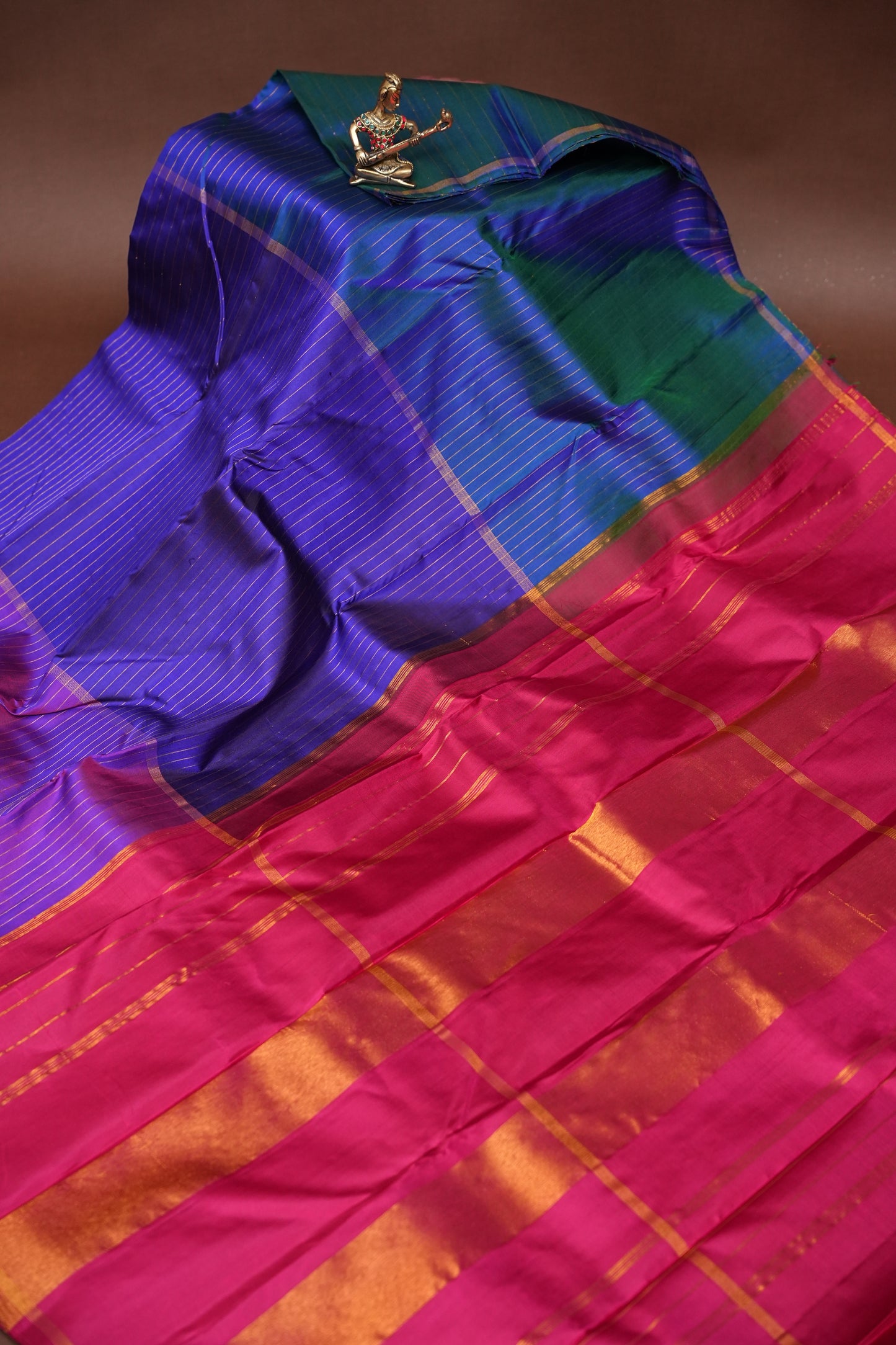 Designer Multicolor Pure Kanchipuram Silk Saree in Ombre Pattern|Silk Mark Certified
