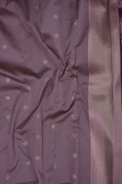 Kanchivaram Semi Silk Saree - Wine with Baby Pink