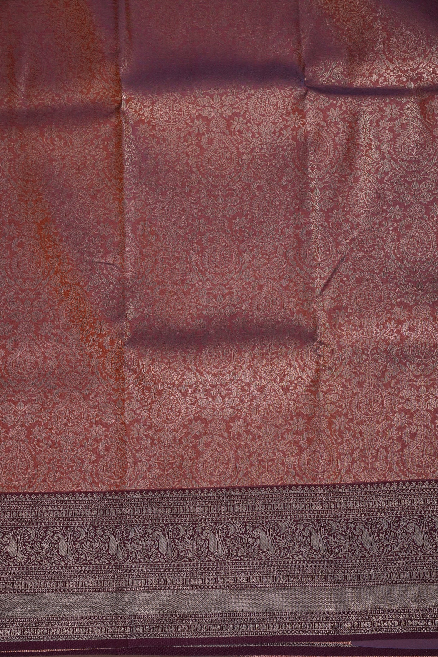 Kanchivaram Semi Silk Saree - Copper with Deep Purple