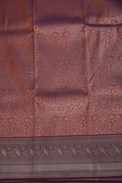 Kanchivaram Semi Silk Saree - Copper with Deep Purple