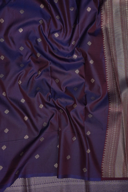 Kanchivaram Semi Silk Saree - Copper with Deep Purple