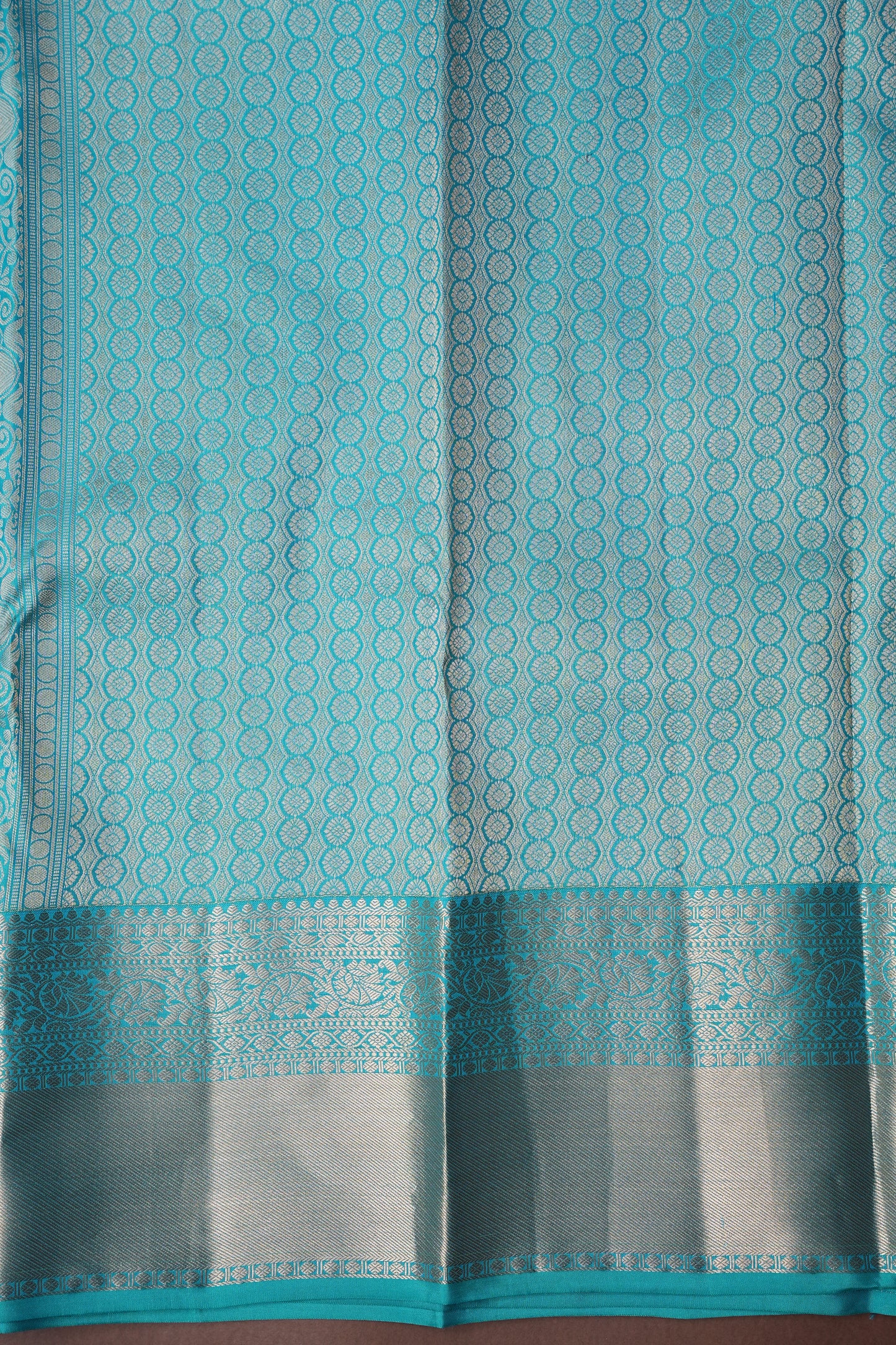Turquoise Blue Pure Kanchipuram Brocade Silk Saree|Silk Mark Certified