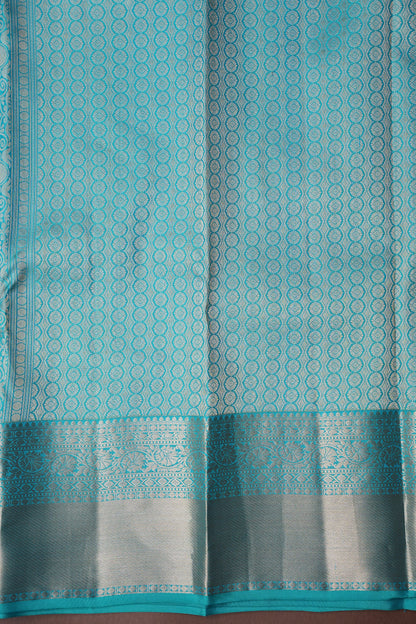 Turquoise Blue Pure Kanchipuram Brocade Silk Saree|Silk Mark Certified