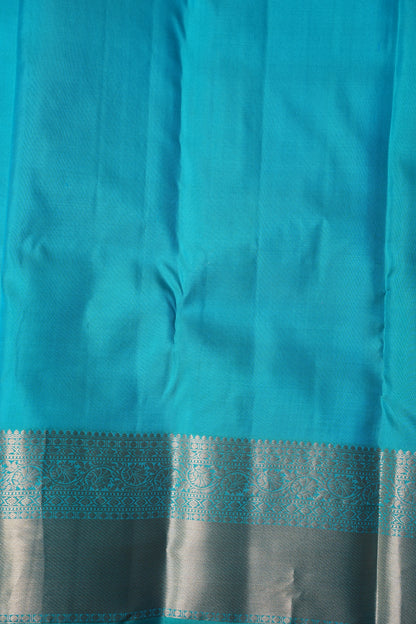 Turquoise Blue Pure Kanchipuram Brocade Silk Saree|Silk Mark Certified