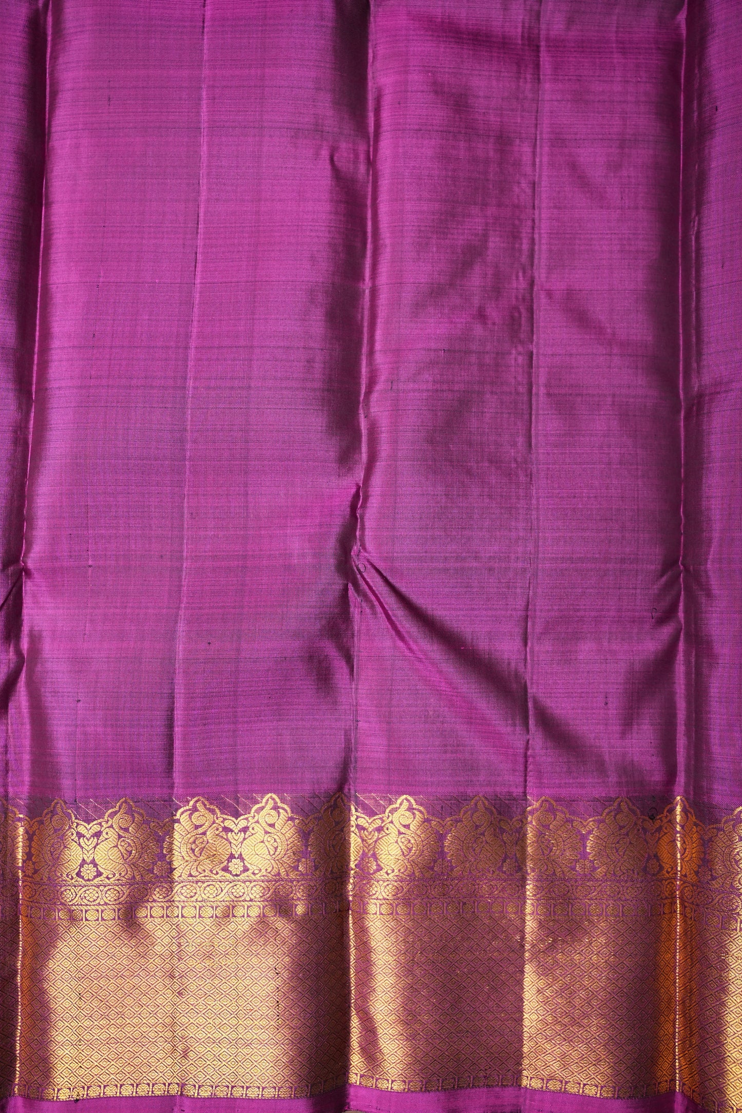 Burnt Olive Green with Deep Magenta Pure Kanchipuram Silk Saree|Silk Mark Certified