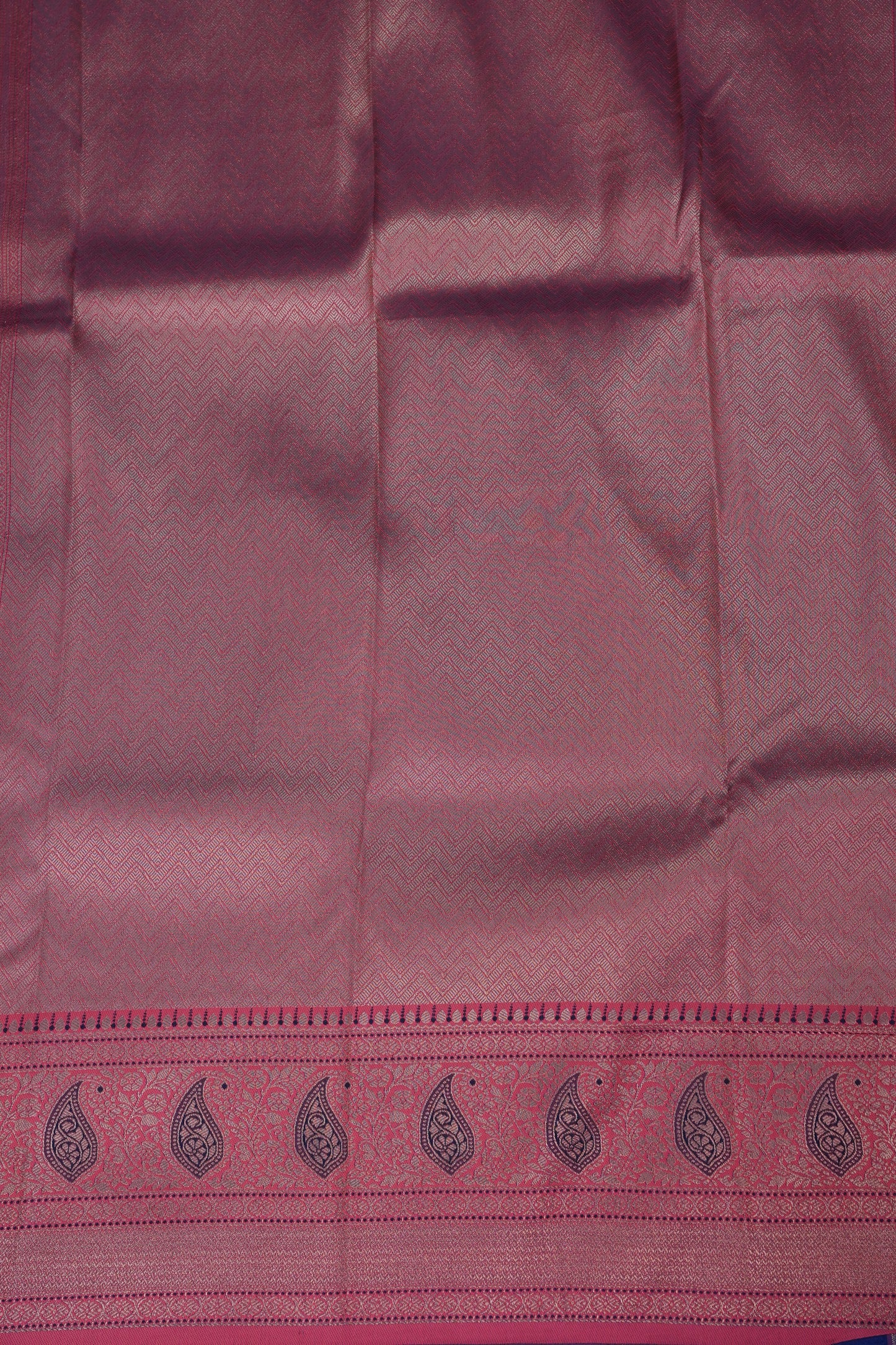 Royal Blue Semi Silk Saree with Pink Zari Border