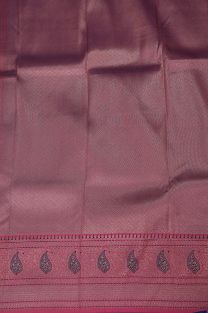 Royal Blue Semi Silk Saree with Pink Zari Border