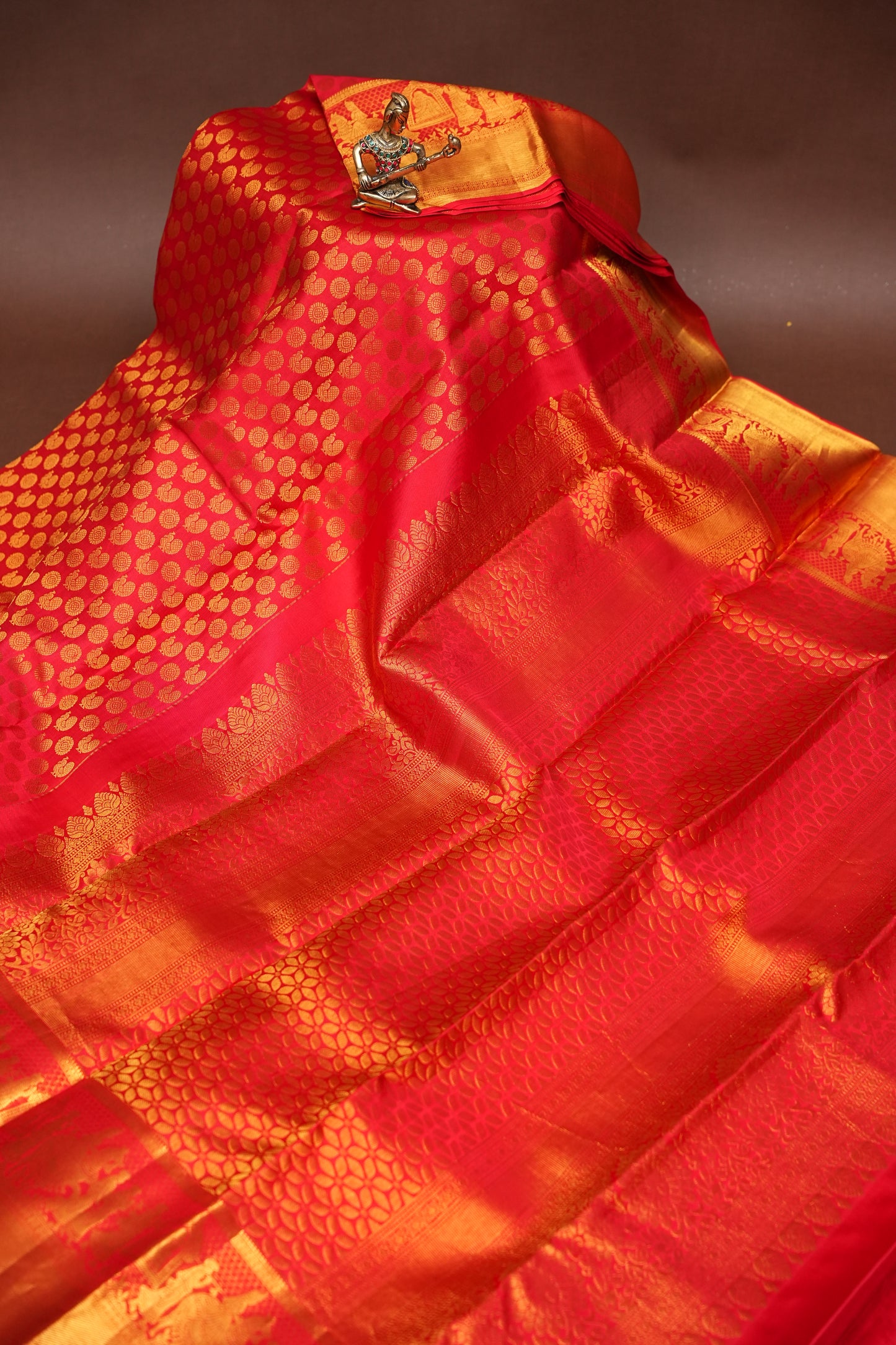 Crimson Red Bridal Pure Kanchipuram Silk Saree|Silk Mark Certified