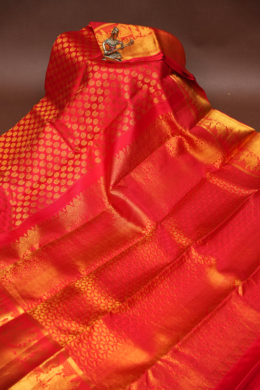 Crimson Red Bridal Pure Kanchipuram Silk Saree|Silk Mark Certified