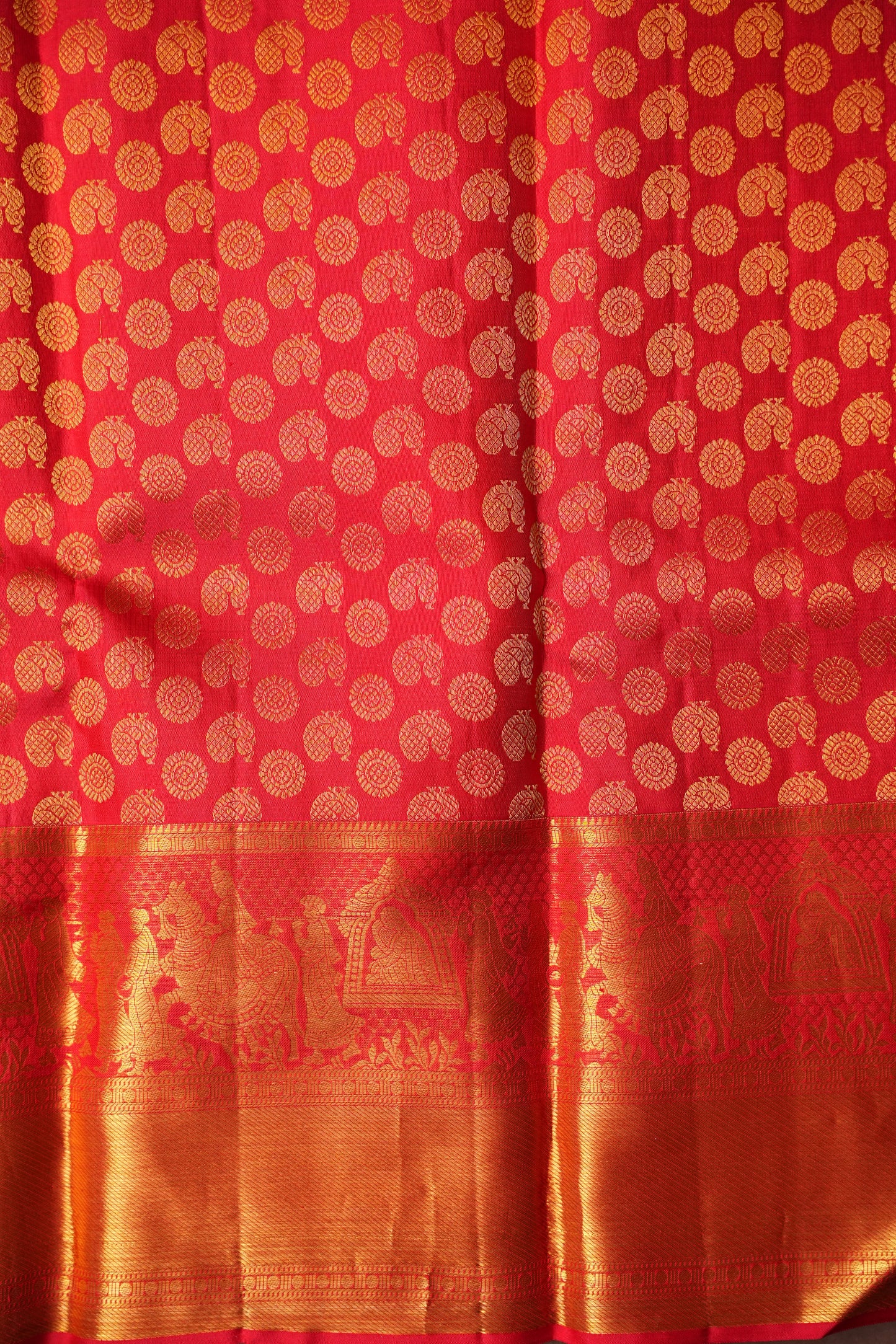 Crimson Red Bridal Pure Kanchipuram Silk Saree|Silk Mark Certified