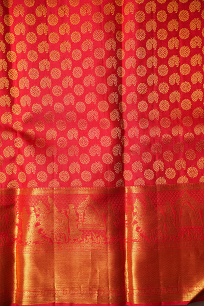 Crimson Red Bridal Pure Kanchipuram Silk Saree|Silk Mark Certified