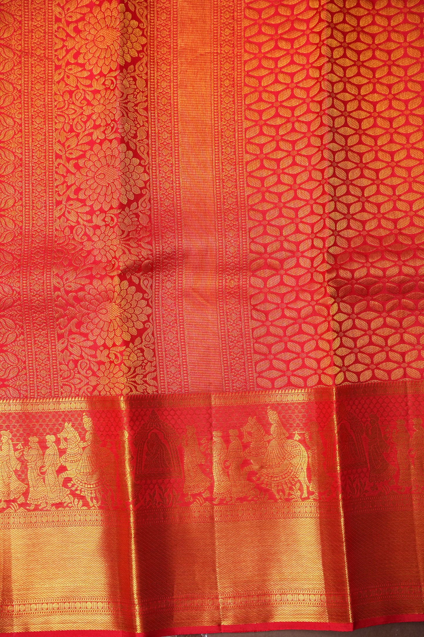 Crimson Red Bridal Pure Kanchipuram Silk Saree|Silk Mark Certified