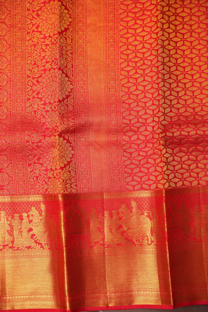 Crimson Red Bridal Pure Kanchipuram Silk Saree|Silk Mark Certified