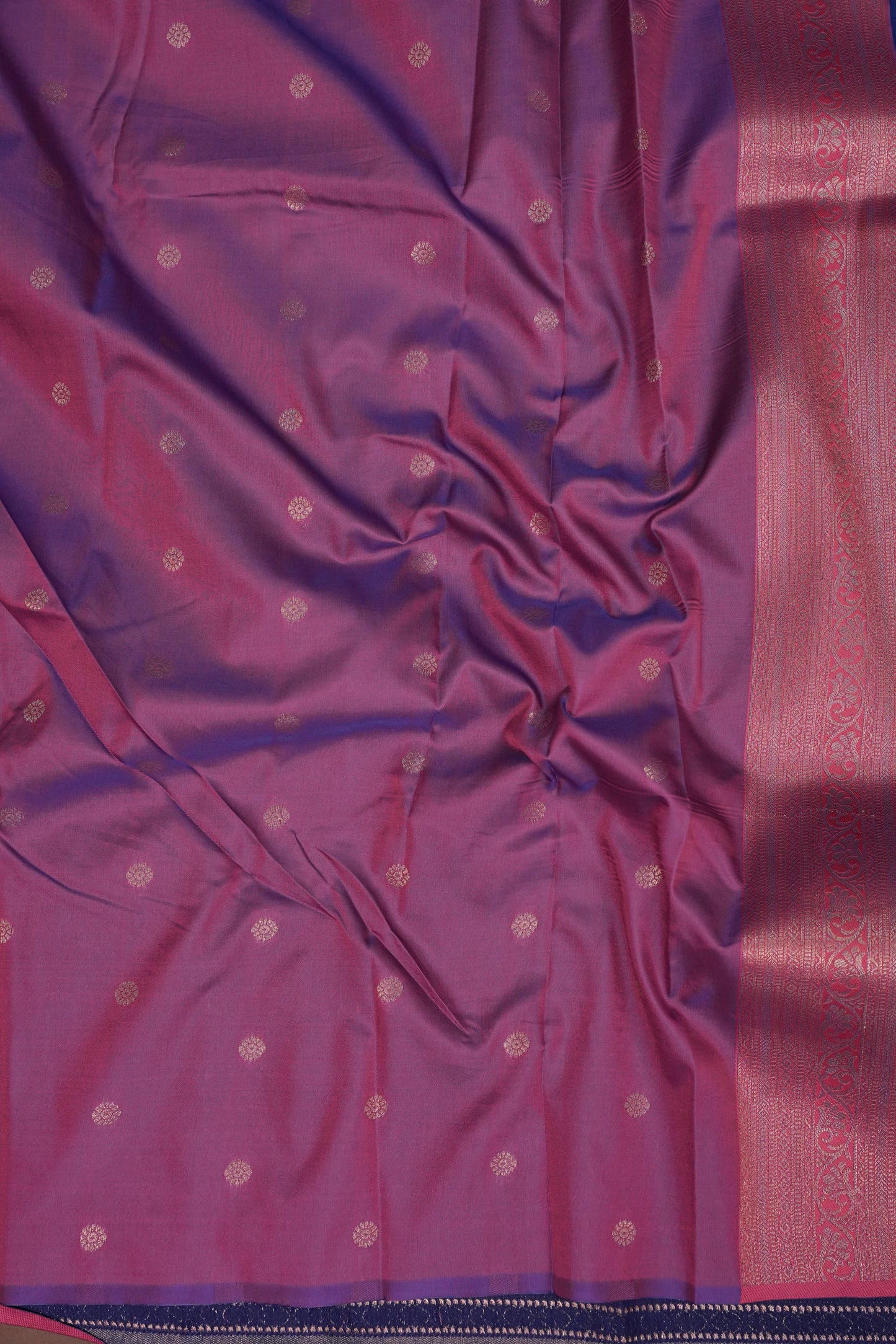 Royal Blue Semi Silk Saree with Pink Zari Border