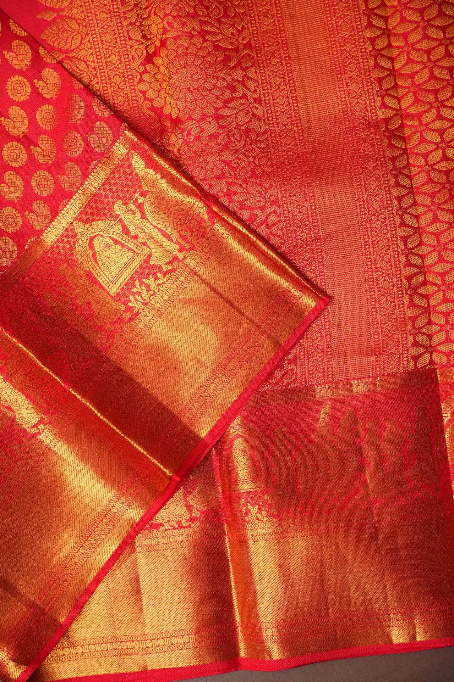 Crimson Red Bridal Pure Kanchipuram Silk Saree|Silk Mark Certified