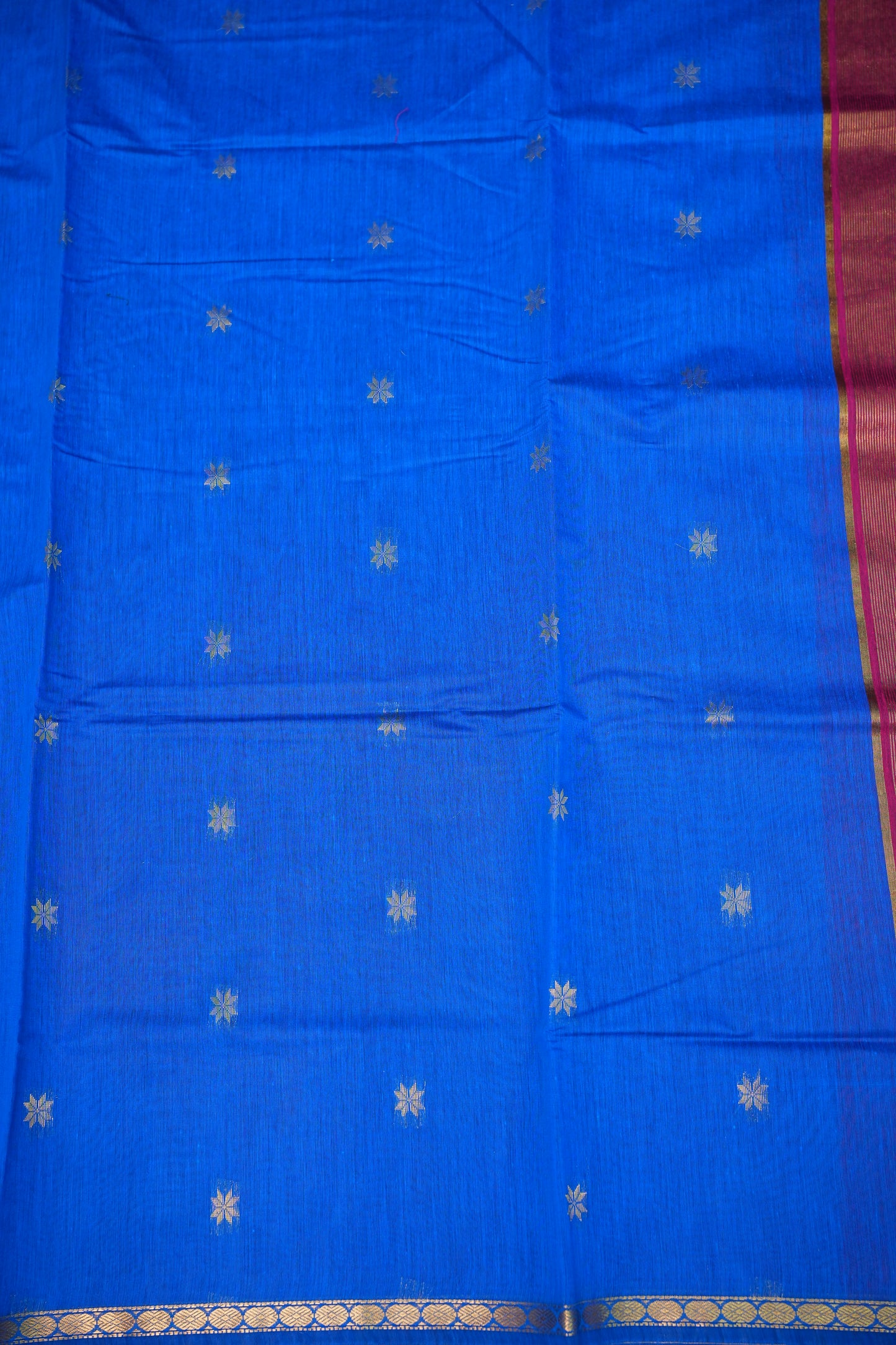Maheshwari Silk Cotton Saree | Blue With Pink
