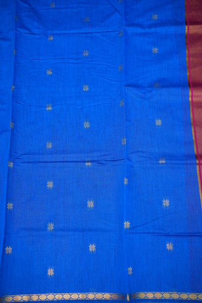 Maheshwari Silk Cotton Saree | Blue With Pink