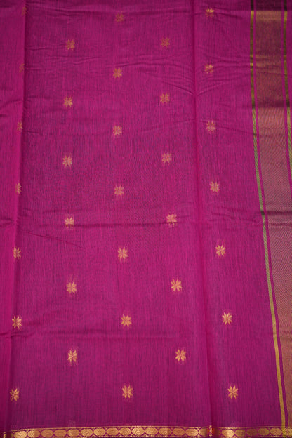 Maheshwari Silk Cotton Saree | Blue With Pink