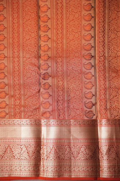 Oliver Green & Rust Pure Soft Silk Saree|Silk Mark Certified