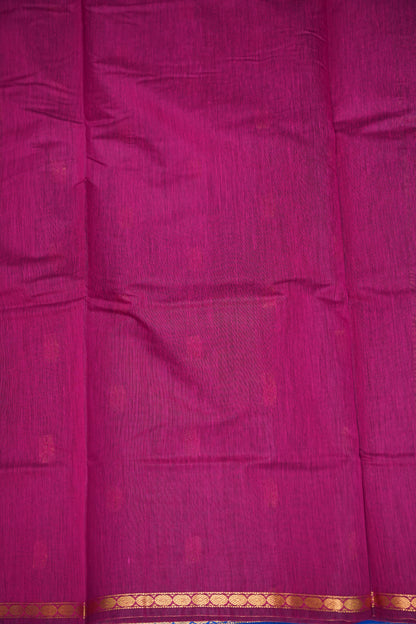Maheshwari Silk Cotton Saree | Blue With Pink